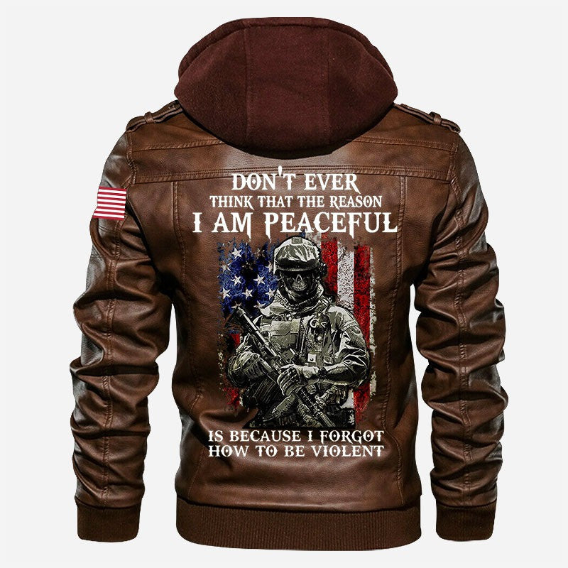 Premium Custom US Veteran Leather Jacket, Gifts For US Veteran, Gifts On Father's Day, Veterans Day.