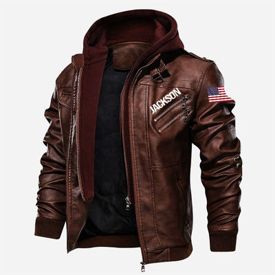 Premium Custom US Veteran Leather Jacket, Gifts For US Veteran, Gifts On Father's Day, Veterans Day.