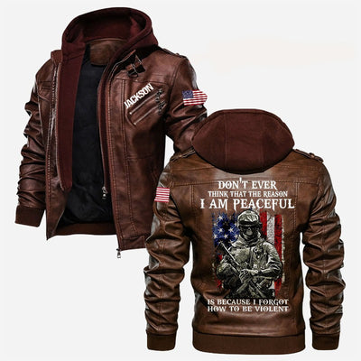Premium Custom US Veteran Leather Jacket, Gifts For US Veteran, Gifts On Father's Day, Veterans Day.