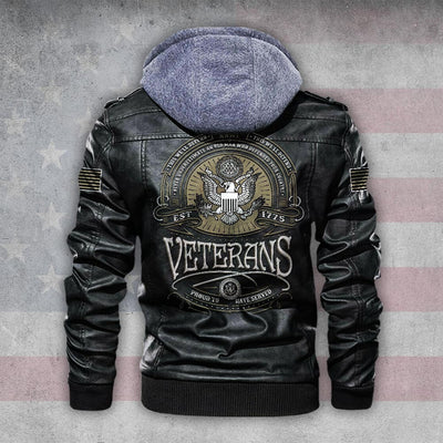 Premium Custom US Veteran Leather Jacket, Gifts For US Veteran, Gifts On Father's Day, Veterans Day.