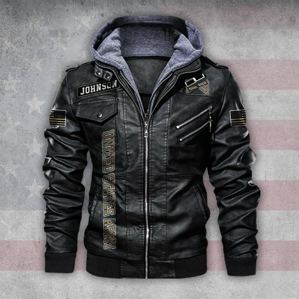 Premium Custom US Veteran Leather Jacket, Gifts For US Veteran, Gifts On Father's Day, Veterans Day.