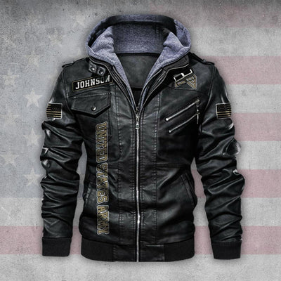 Premium Custom US Veteran Leather Jacket, Gifts For US Veteran, Gifts On Father's Day, Veterans Day.