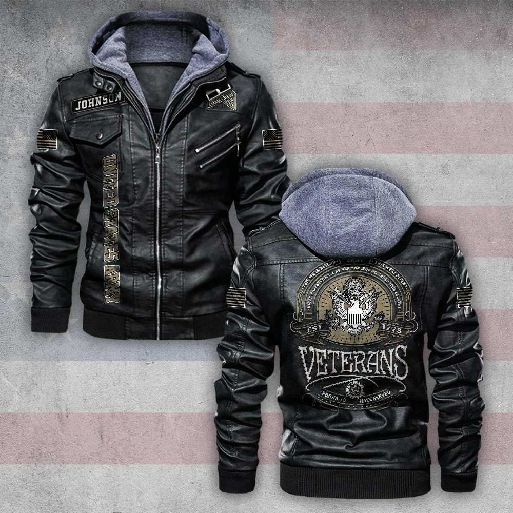 Premium Custom US Veteran Leather Jacket, Gifts For US Veteran, Gifts On Father's Day, Veterans Day.