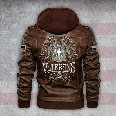 Premium Custom US Veteran Leather Jacket, Gifts For US Veteran, Gifts On Father's Day, Veterans Day.