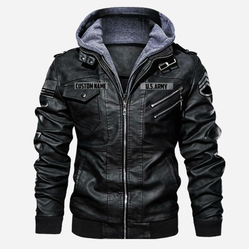 Premium Custom Unit US Army Leather Jacket, Gifts For Army Veteran, Gifts On Father's Day, Veterans Day.