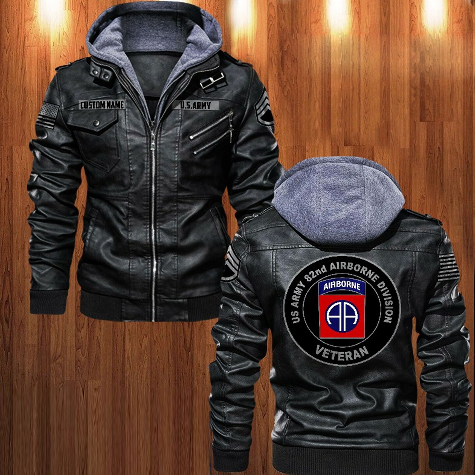 Premium Custom Unit US Army Leather Jacket, Gifts For Army Veteran, Gifts On Father's Day, Veterans Day.