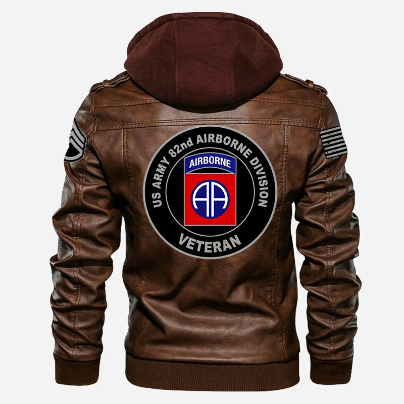 Premium Custom Unit US Army Leather Jacket, Gifts For Army Veteran, Gifts On Father's Day, Veterans Day.