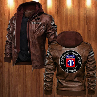 Premium Custom Unit US Army Leather Jacket, Gifts For Army Veteran, Gifts On Father's Day, Veterans Day.