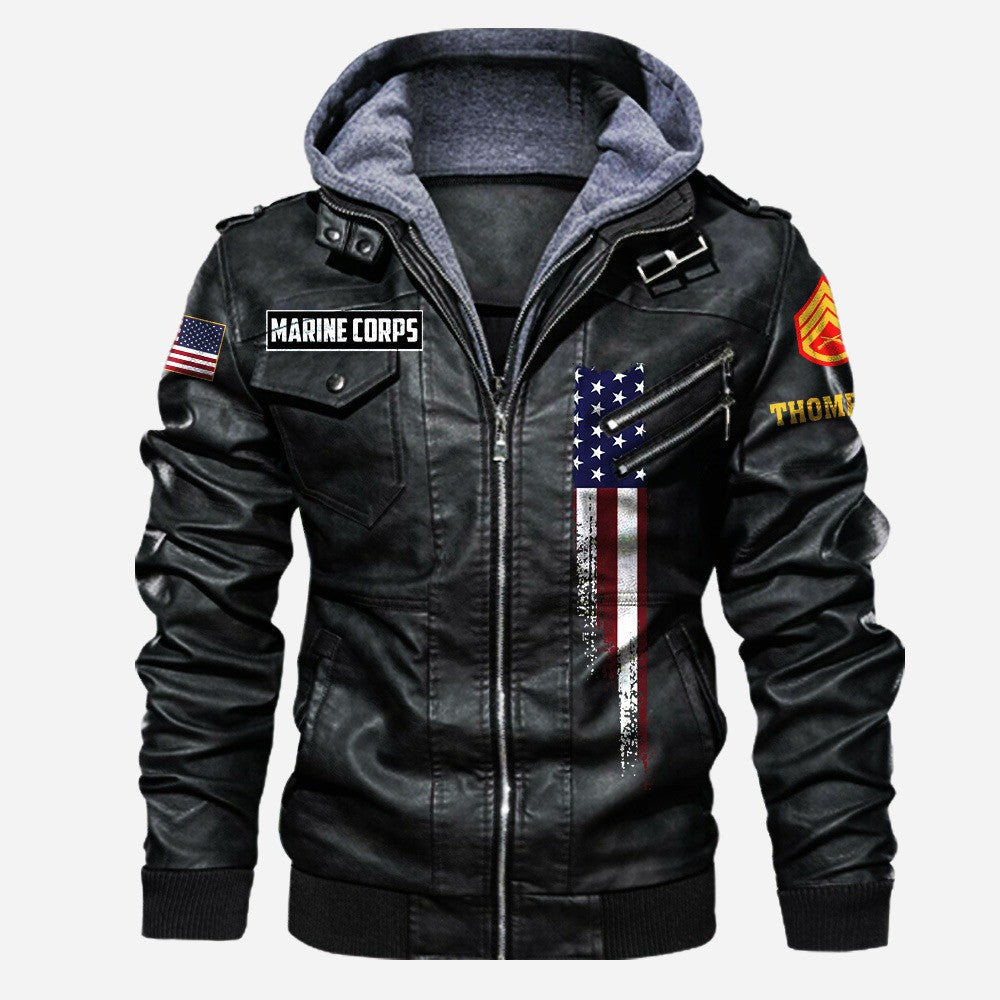 Premium Custom USMC Leather Jacket, Gifts For Marine Veteran, Gifts On Father's Day, Veterans Day.