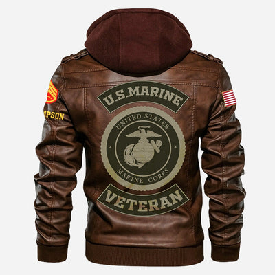 Premium Custom USMC Leather Jacket, Gifts For Marine Veteran, Gifts On Father's Day, Veterans Day.