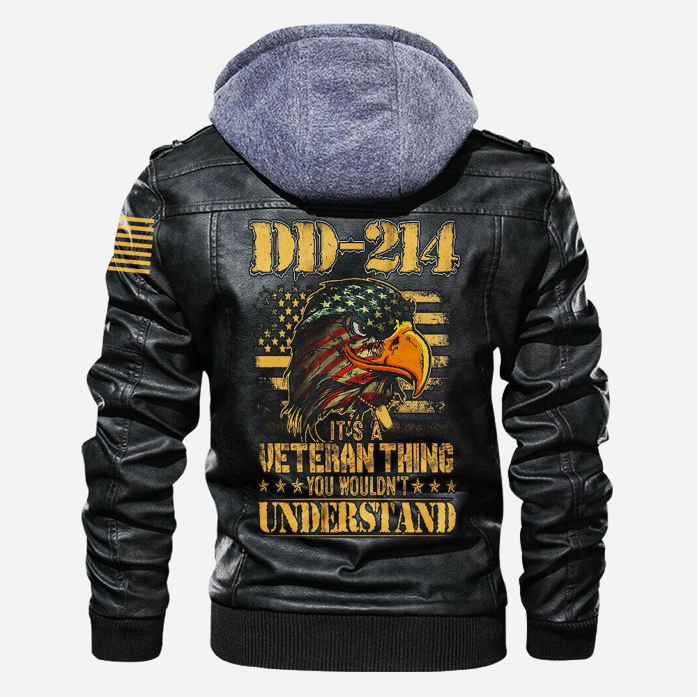 Premium US Veteran Leather Jacket, Gifts For US Veteran, Gifts On Father's Day, Veterans Day.