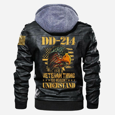 Premium US Veteran Leather Jacket, Gifts For US Veteran, Gifts On Father's Day, Veterans Day.