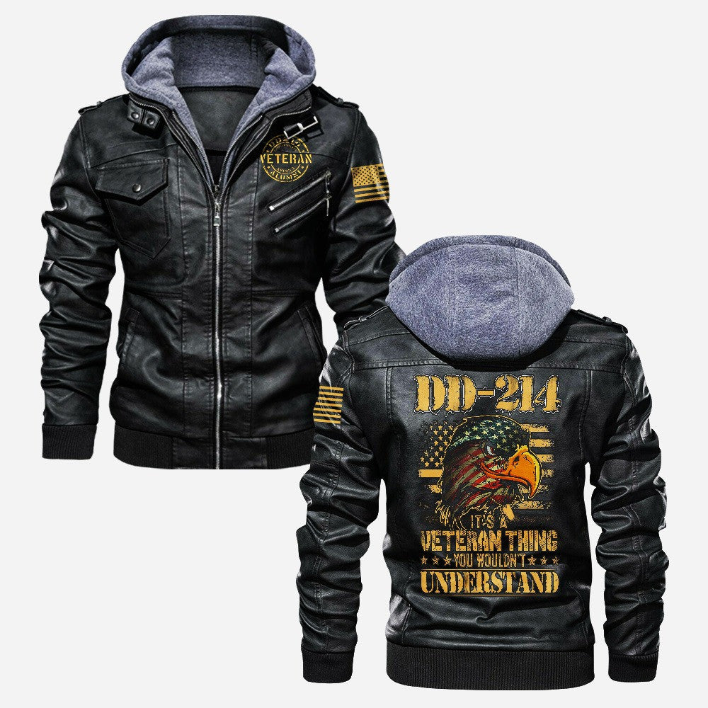 Premium US Veteran Leather Jacket, Gifts For US Veteran, Gifts On Father's Day, Veterans Day.