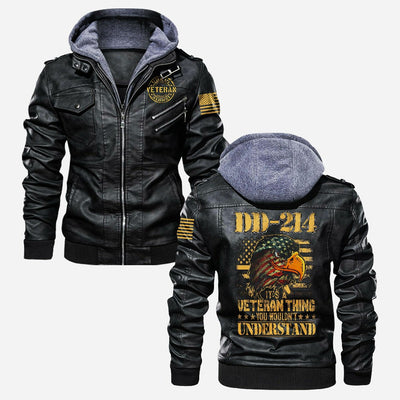 Premium US Veteran Leather Jacket, Gifts For US Veteran, Gifts On Father's Day, Veterans Day.
