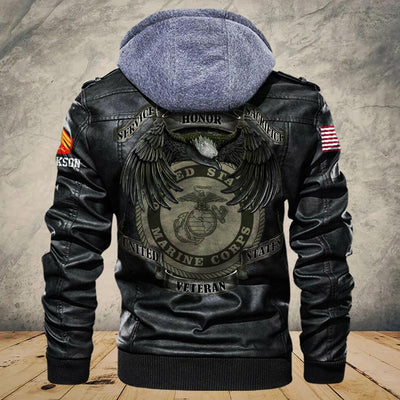 Premium Custom USMC Leather Jacket, Gifts For Marine Veteran, Gifts On Father's Day, Veterans Day.