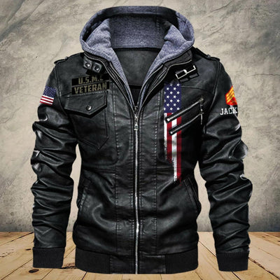 Premium Custom USMC Leather Jacket, Gifts For Marine Veteran, Gifts On Father's Day, Veterans Day.