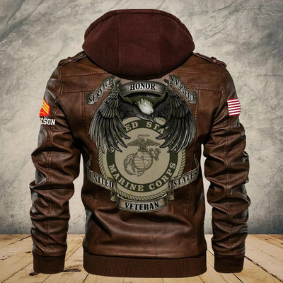 Premium Custom USMC Leather Jacket, Gifts For Marine Veteran, Gifts On Father's Day, Veterans Day.