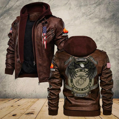 Premium Custom USMC Leather Jacket, Gifts For Marine Veteran, Gifts On Father's Day, Veterans Day.