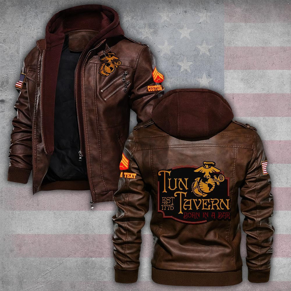 Premium Custom USMC Leather Jacket, Gifts For Marine Veteran, Gifts On Father's Day, Veterans Day.