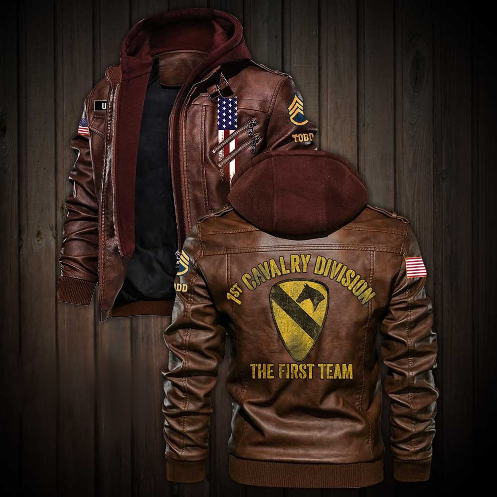 Premium Custom Unit US Army Leather Jacket, Gifts For Army Veteran, Gifts On Father's Day, Veterans Day.