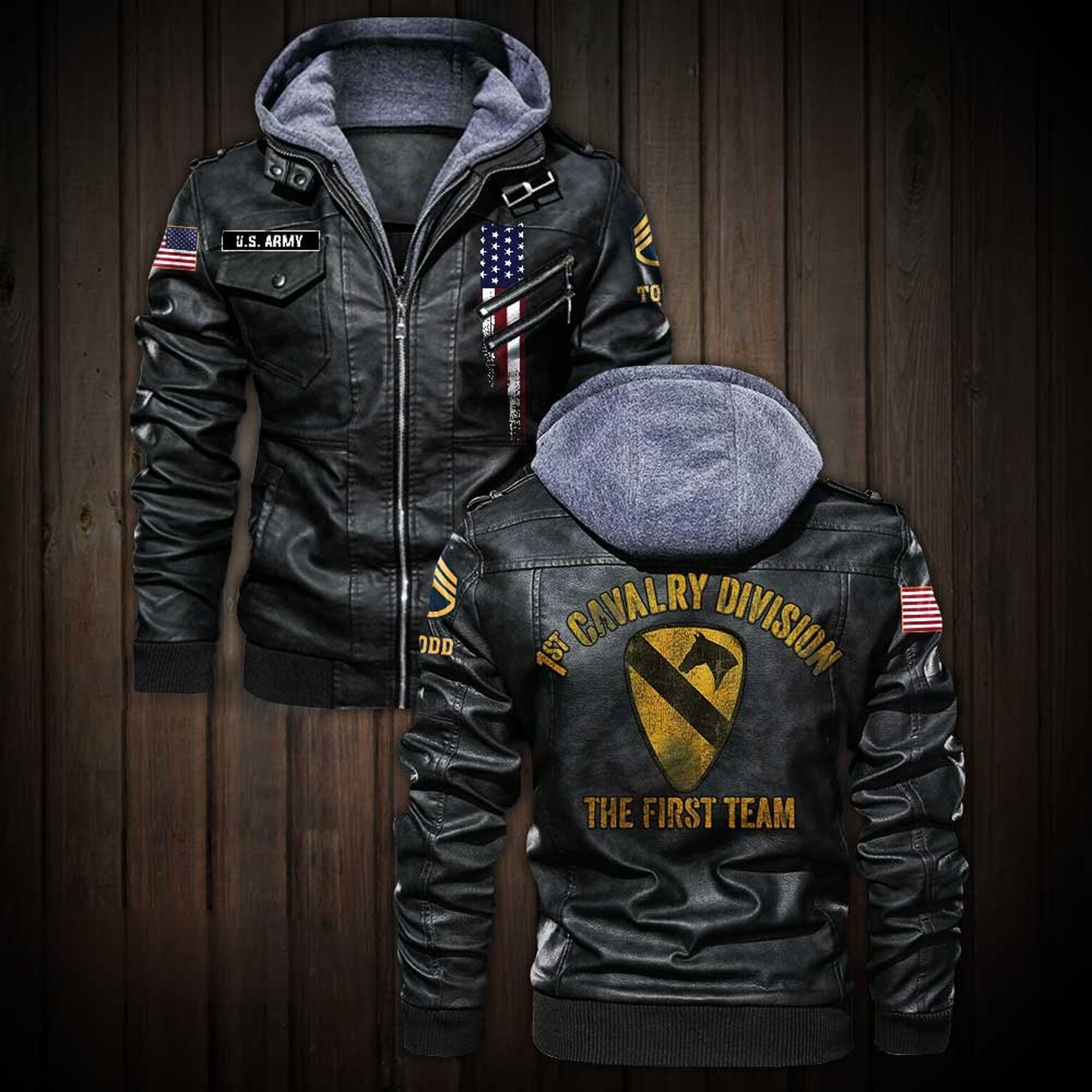 Premium Custom Unit US Army Leather Jacket, Gifts For Army Veteran, Gifts On Father's Day, Veterans Day.