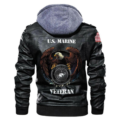 Premium USMC Leather Jacket, Gifts For Marine Veteran, Gifts On Father's Day, Veterans Day.