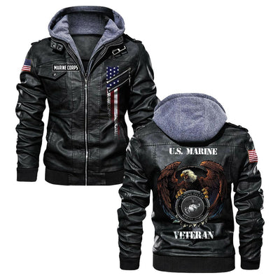 Premium USMC Leather Jacket, Gifts For Marine Veteran, Gifts On Father's Day, Veterans Day.