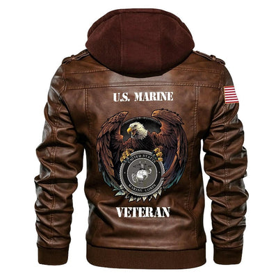 Premium USMC Leather Jacket, Gifts For Marine Veteran, Gifts On Father's Day, Veterans Day.
