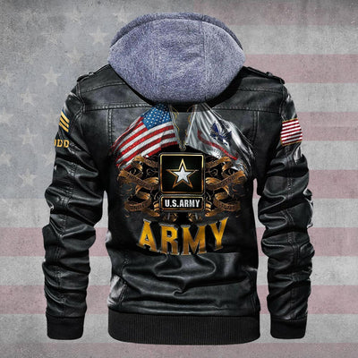 Premium Custom US Army Leather Jacket, Gifts For Army Veteran, Gifts On Father's Day, Veterans Day.