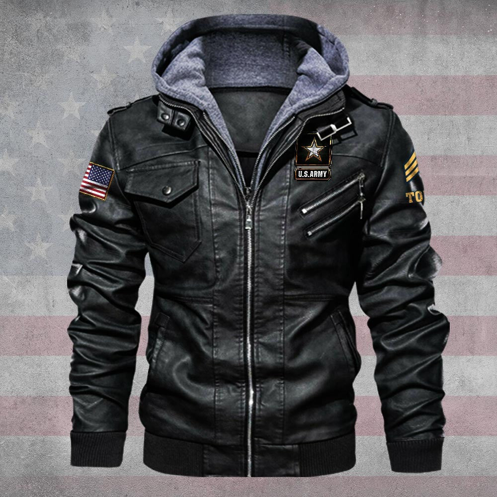 Premium Custom US Army Leather Jacket, Gifts For Army Veteran, Gifts On Father's Day, Veterans Day.
