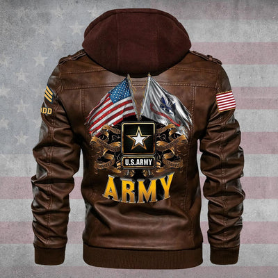 Premium Custom US Army Leather Jacket, Gifts For Army Veteran, Gifts On Father's Day, Veterans Day.