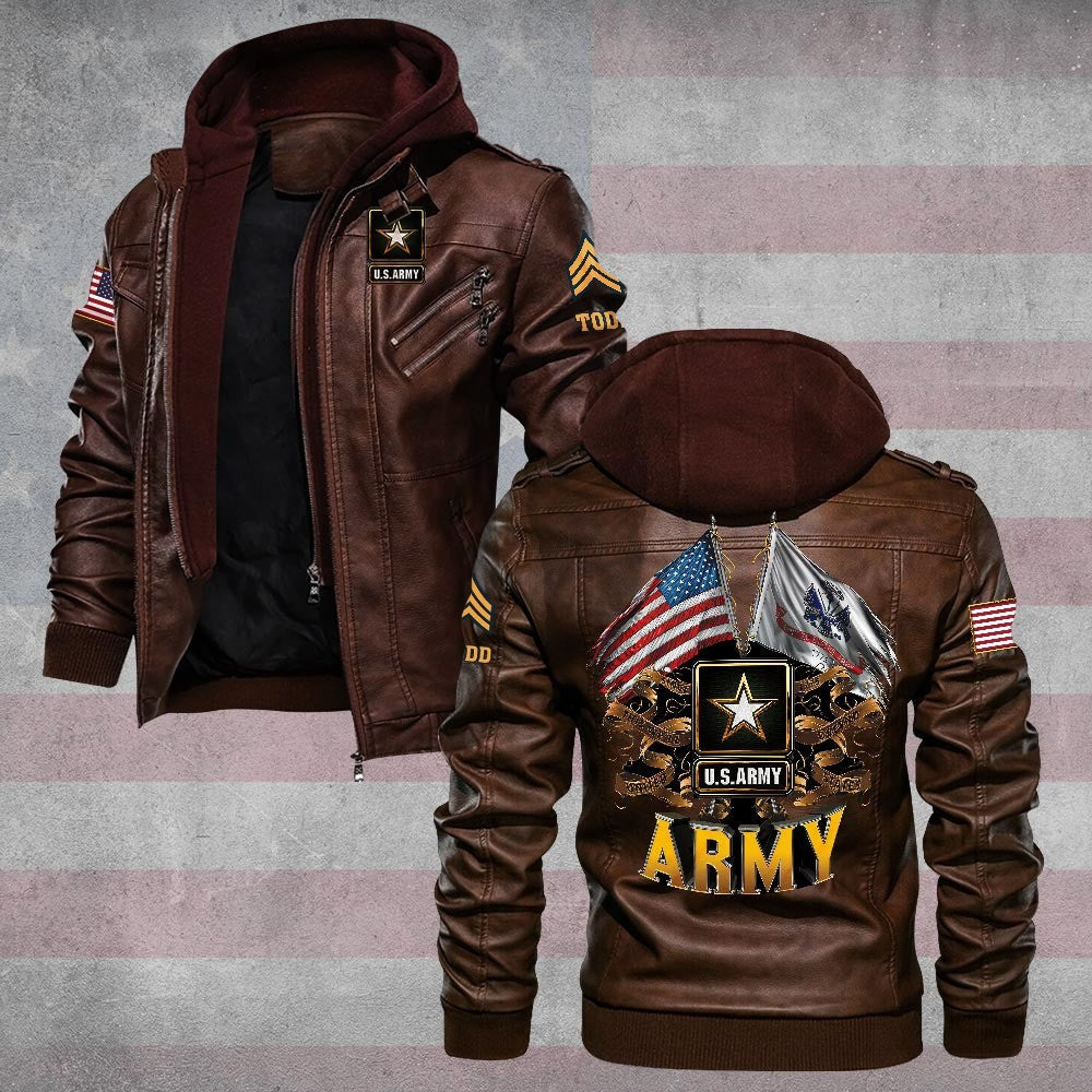 Premium Custom US Army Leather Jacket, Gifts For Army Veteran, Gifts On Father's Day, Veterans Day.