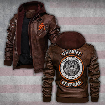 Premium Custom US Army Leather Jacket, Gifts For Army Veteran, Gifts On Father's Day, Veterans Day.