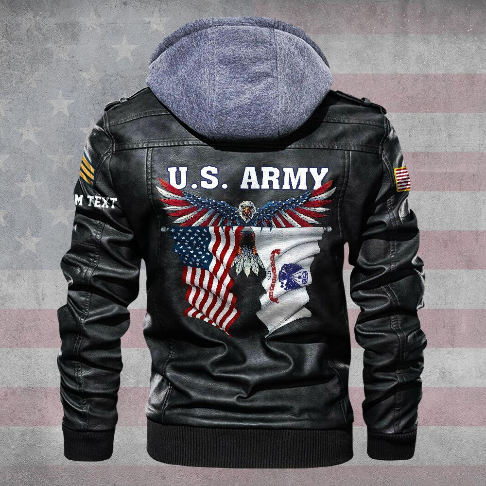 Premium Custom US Army Leather Jacket, Gifts For Army Veteran, Gifts On Father's Day, Veterans Day.