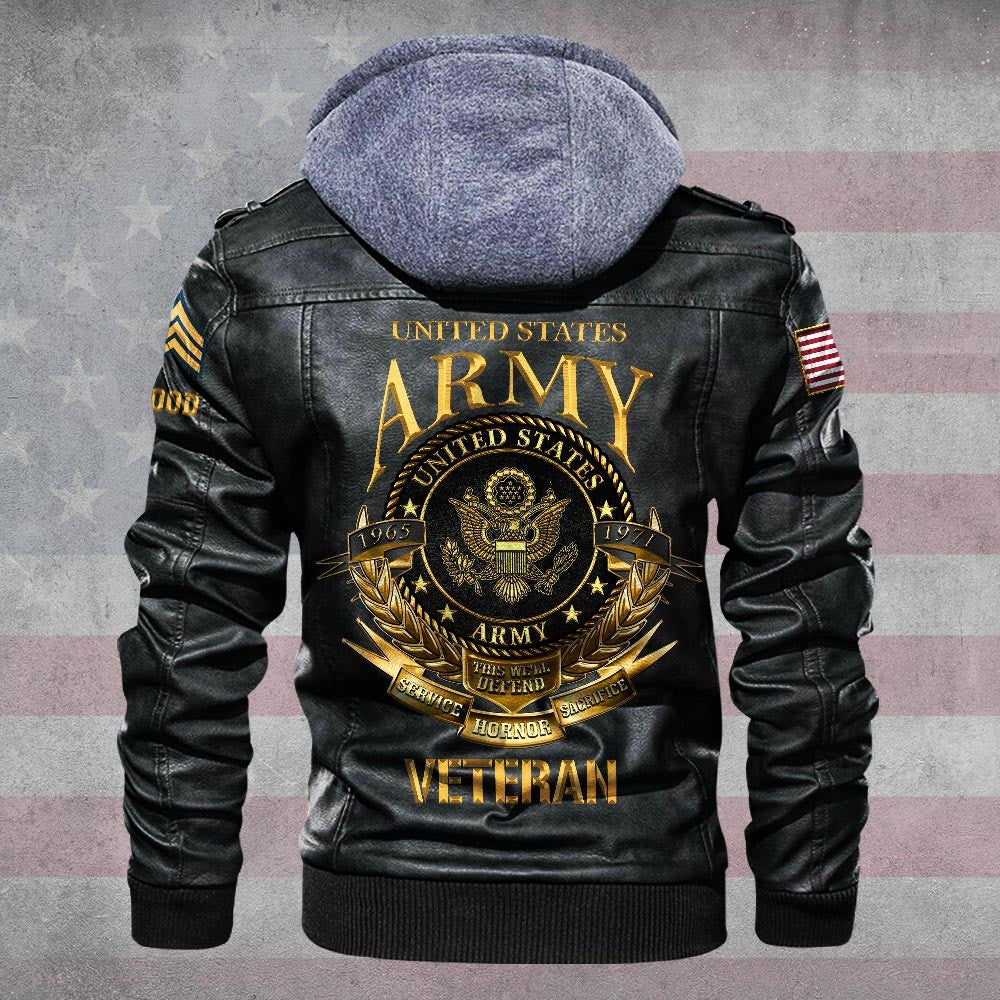 Premium Custom US Army Leather Jacket, Gifts For Army Veteran, Gifts On Father's Day, Veterans Day.