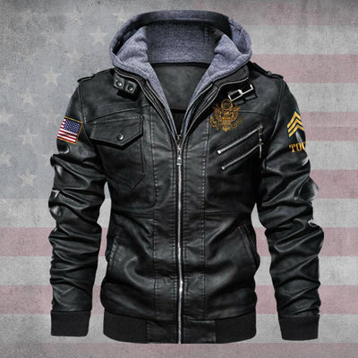 Premium Custom US Army Leather Jacket, Gifts For Army Veteran, Gifts On Father's Day, Veterans Day.