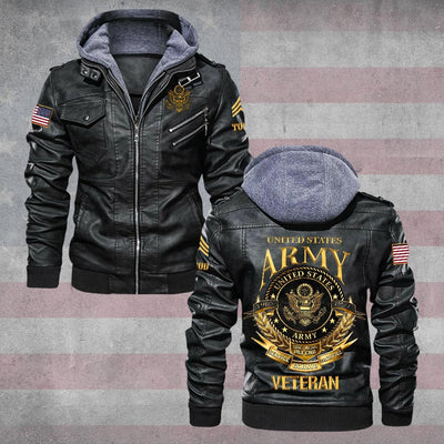 Premium Custom US Army Leather Jacket, Gifts For Army Veteran, Gifts On Father's Day, Veterans Day.