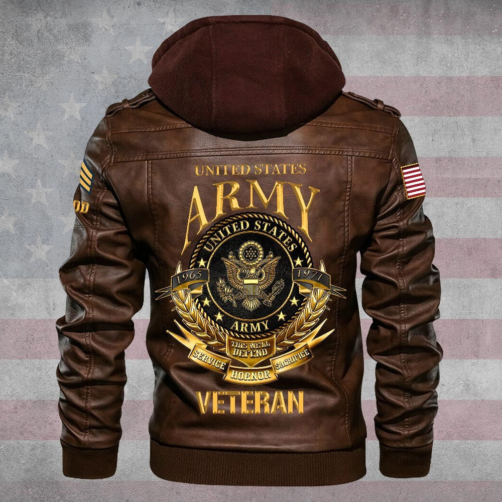 Premium Custom US Army Leather Jacket, Gifts For Army Veteran, Gifts On Father's Day, Veterans Day.