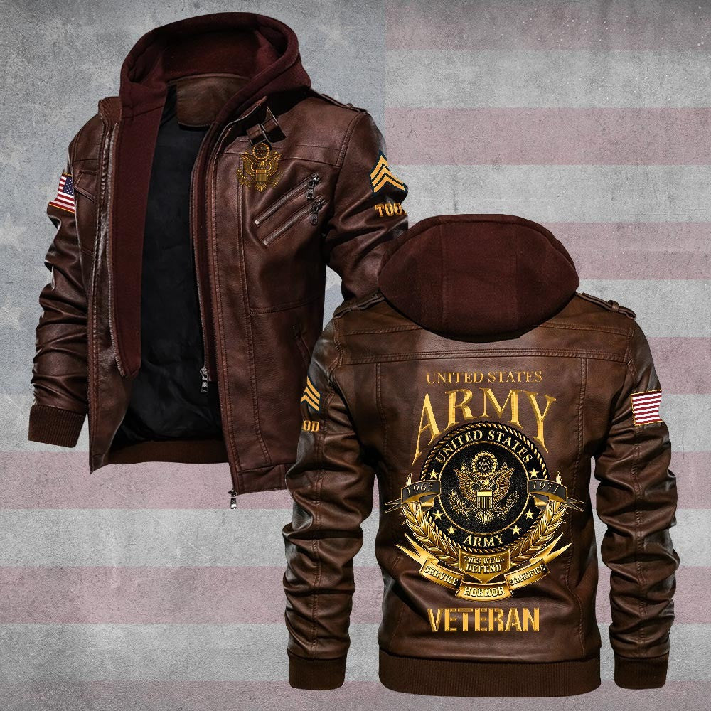 Premium Custom US Army Leather Jacket, Gifts For Army Veteran, Gifts On Father's Day, Veterans Day.
