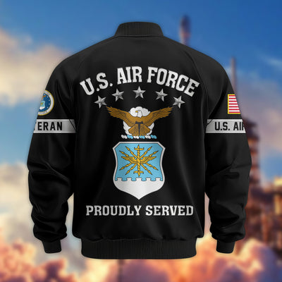 Premium US Veterans Bomber Jacket, Gifts For US Veterans, Gifts On Father's Day, Veterans Day.