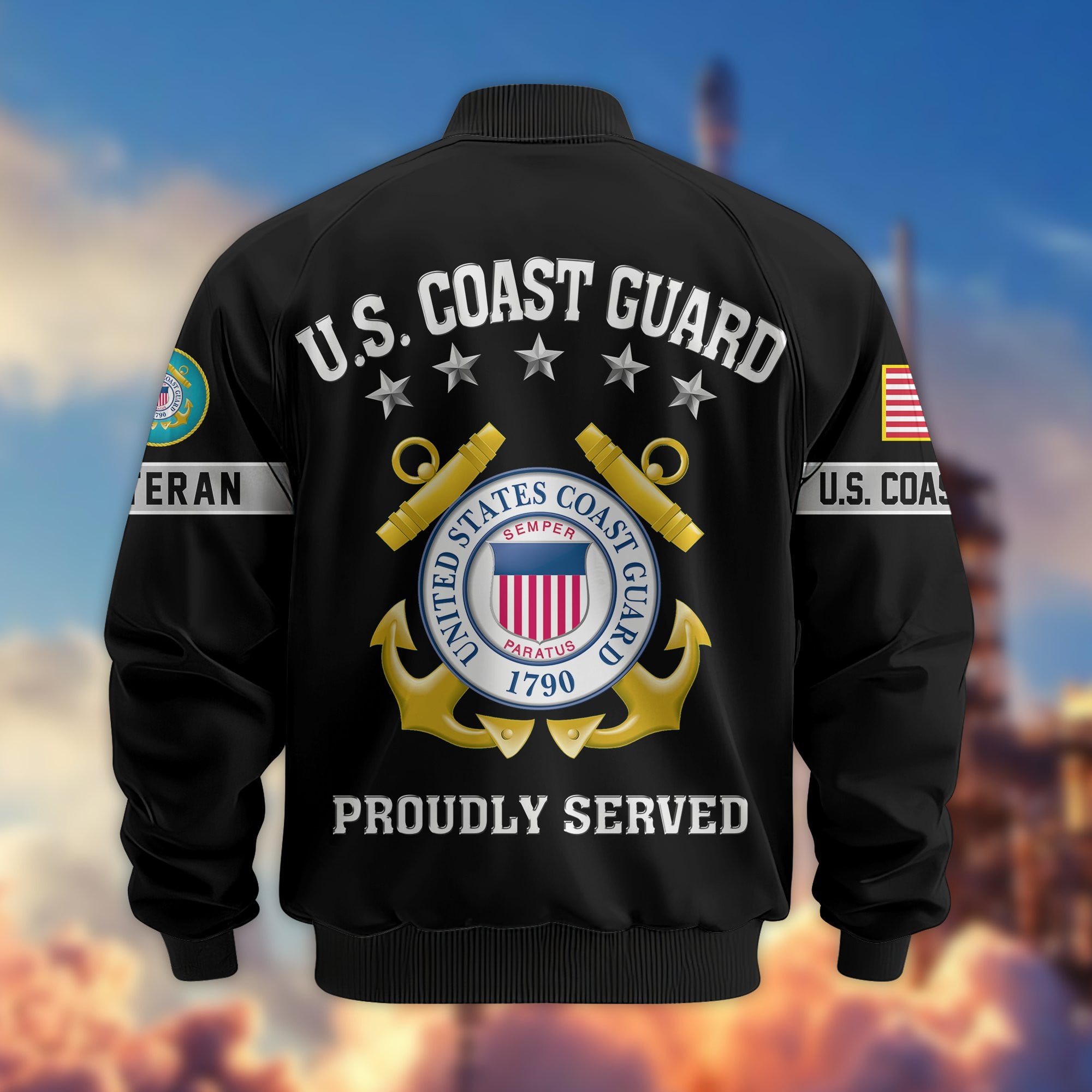 Premium US Veterans Bomber Jacket, Gifts For US Veterans, Gifts On Father's Day, Veterans Day.