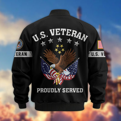 Premium US Veterans Bomber Jacket, Gifts For US Veterans, Gifts On Father's Day, Veterans Day.