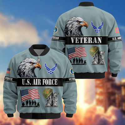 Premium US Veterans Bomber Jacket, Gifts For US Veterans, Gifts On Father's Day, Veterans Day.
