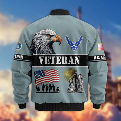 Premium US Veterans Bomber Jacket, Gifts For US Veterans, Gifts On Father's Day, Veterans Day.