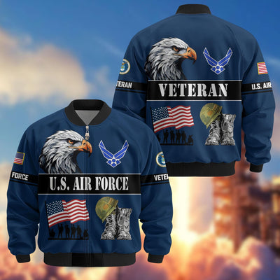 Premium US Veterans Bomber Jacket, Gifts For US Veterans, Gifts On Father's Day, Veterans Day.