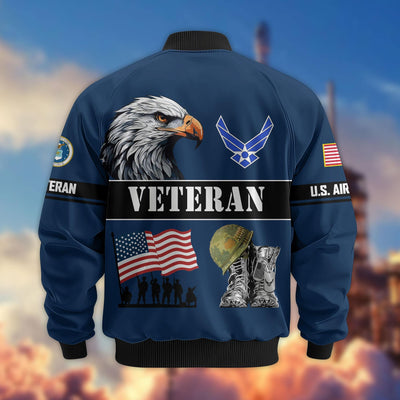 Premium US Veterans Bomber Jacket, Gifts For US Veterans, Gifts On Father's Day, Veterans Day.