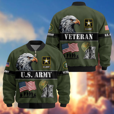 Premium US Veterans Bomber Jacket, Gifts For US Veterans, Gifts On Father's Day, Veterans Day.