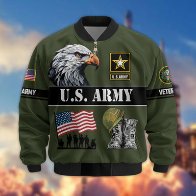 Premium US Veterans Bomber Jacket, Gifts For US Veterans, Gifts On Father's Day, Veterans Day.