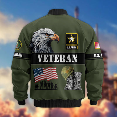 Premium US Veterans Bomber Jacket, Gifts For US Veterans, Gifts On Father's Day, Veterans Day.