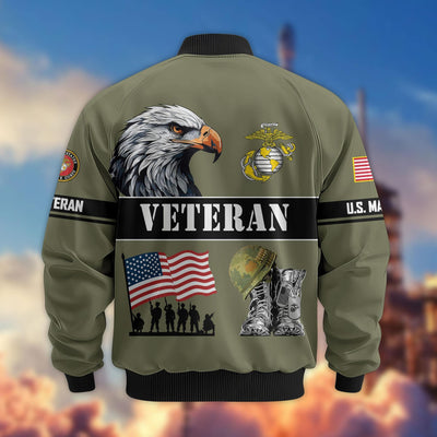 Premium US Veterans Bomber Jacket, Gifts For US Veterans, Gifts On Father's Day, Veterans Day.